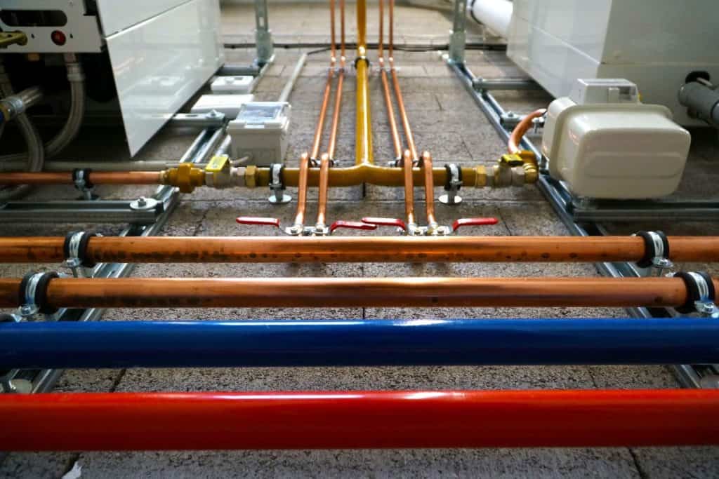 Piping system running through a commercial building