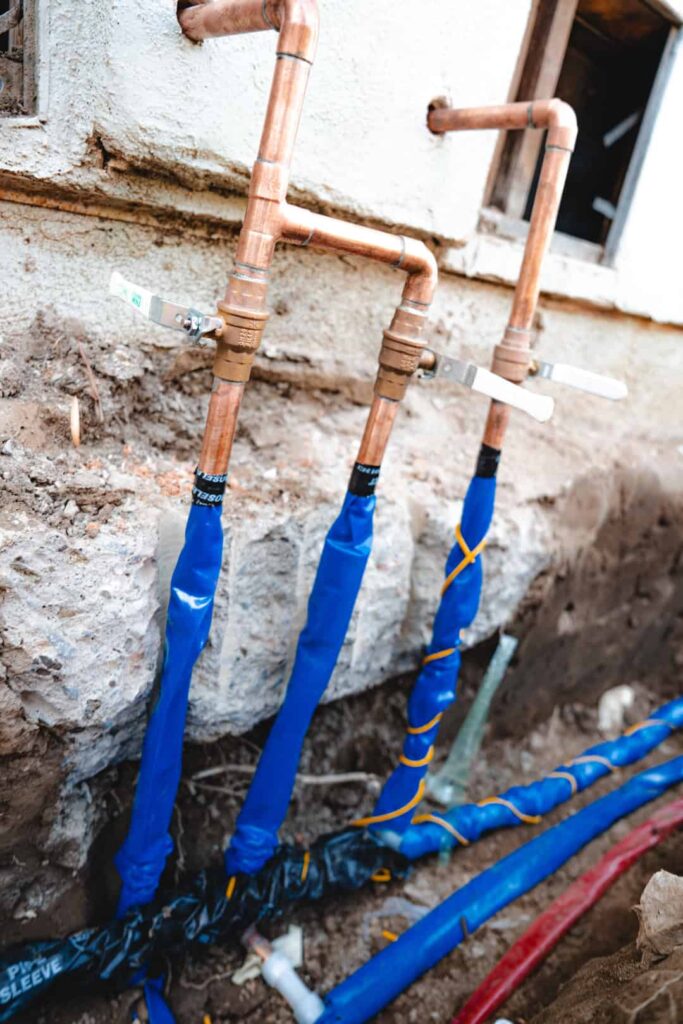 Copper pipes for an outdoor fixture being replaced by Pipe It Right Plumbing