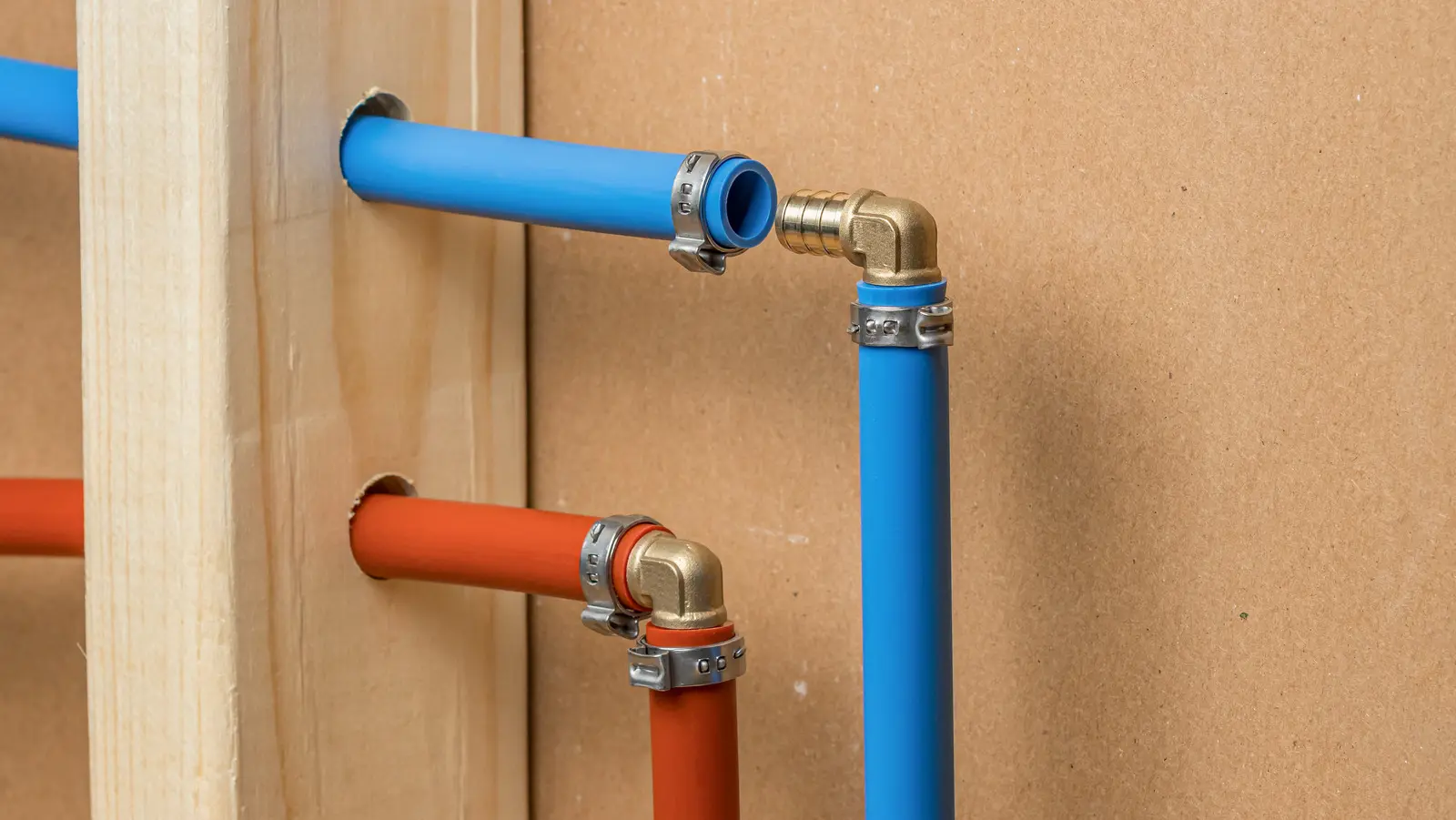PIR PEX pipe material red and blue