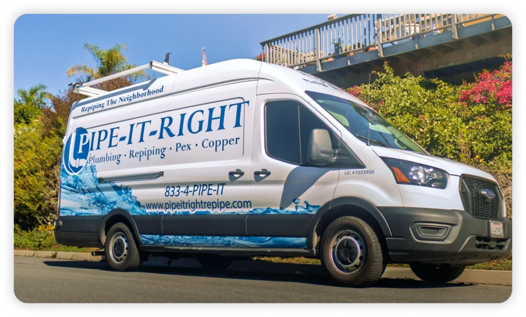 Pipe It Right plumbing service van parked outside a residential property