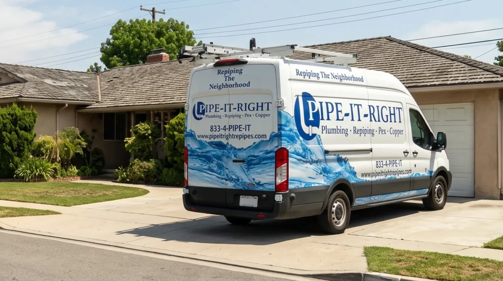Pipe It Right plumbing service van parked in a residential driveway