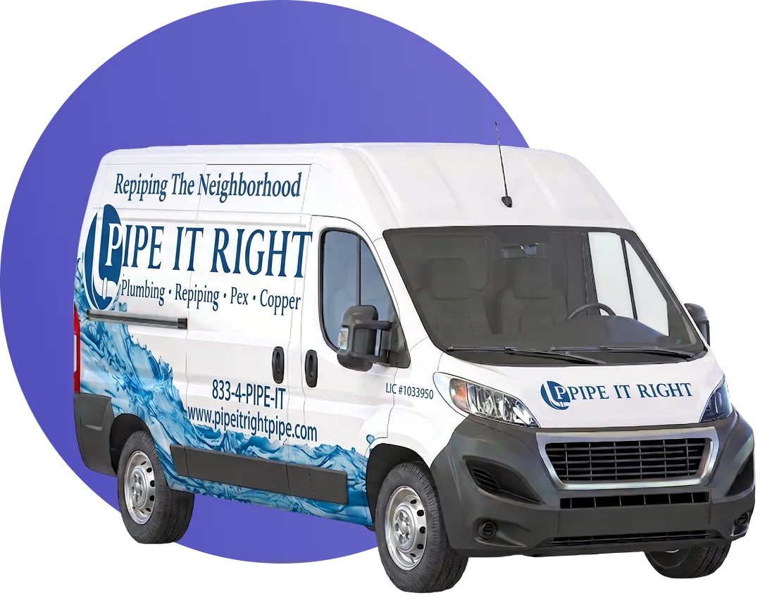 Pipe It Right plumbing service van with company branding and repiping services